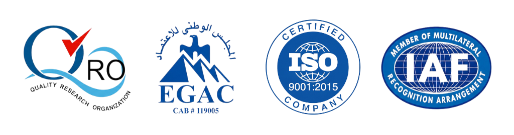 QRO, EGAC, ISO 9001:2015 and IAF certification logos