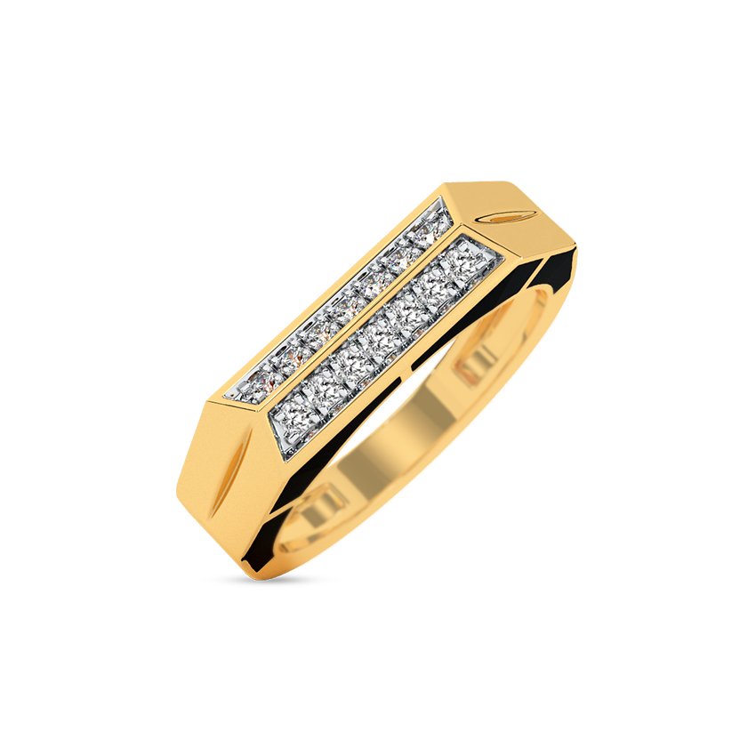 Men’s Rectangular Diamond Strip Gold Ring