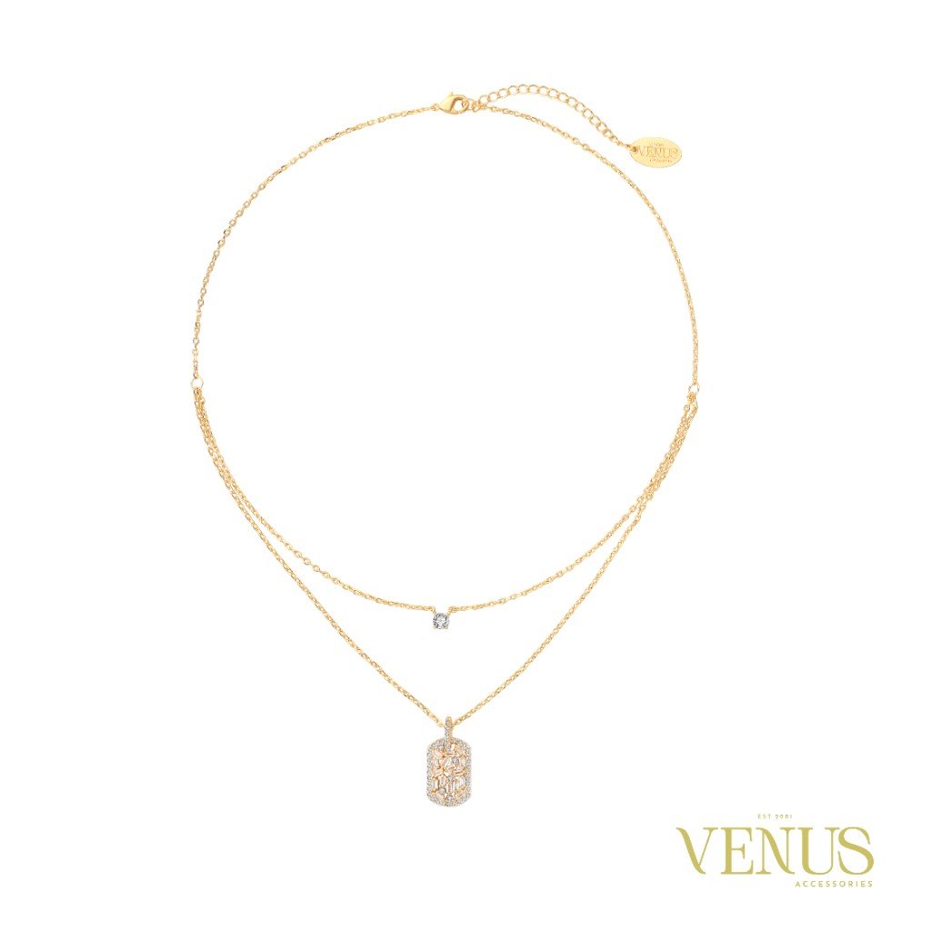 Crystal Layered Gold Necklace