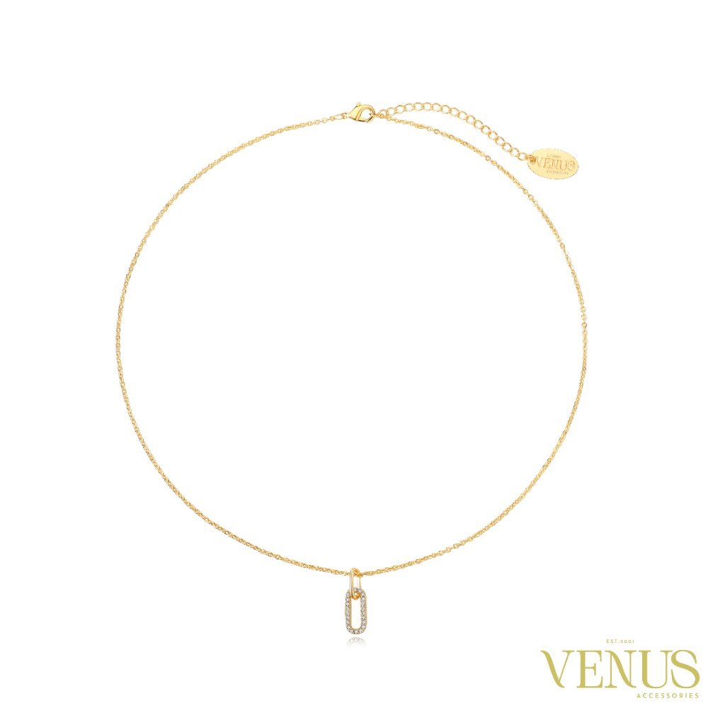 Crystal Link Gold Necklace