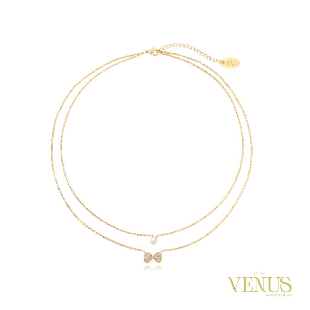 Butterfly Pearl Layered Gold Necklace