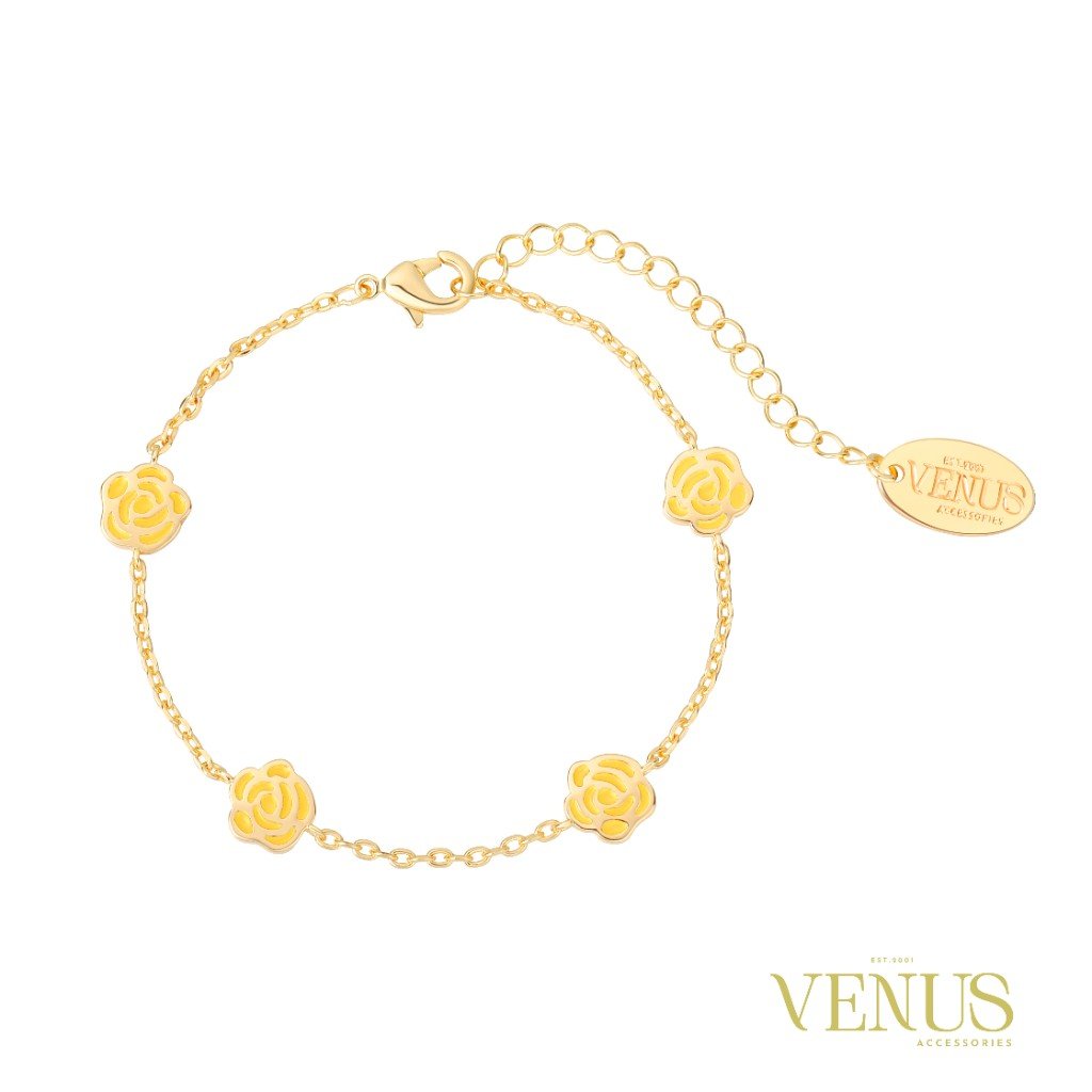 Yellow Rose Charm Gold Bracelet