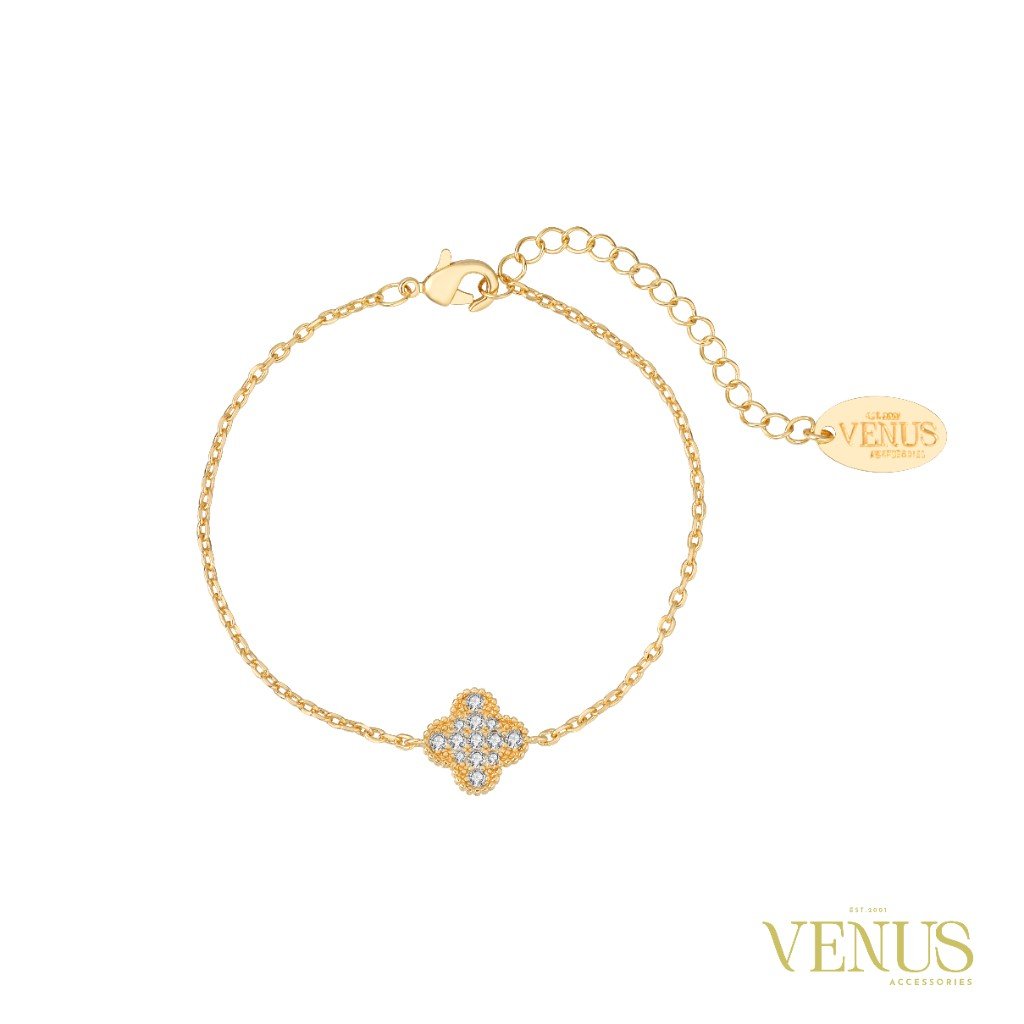 Clover Pavé Gold Bracelet