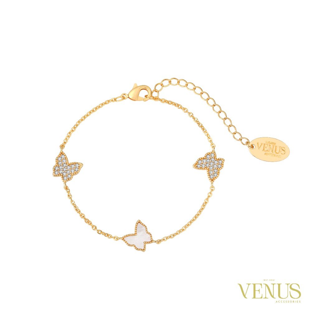 Butterfly Pearl Gold Bracelet