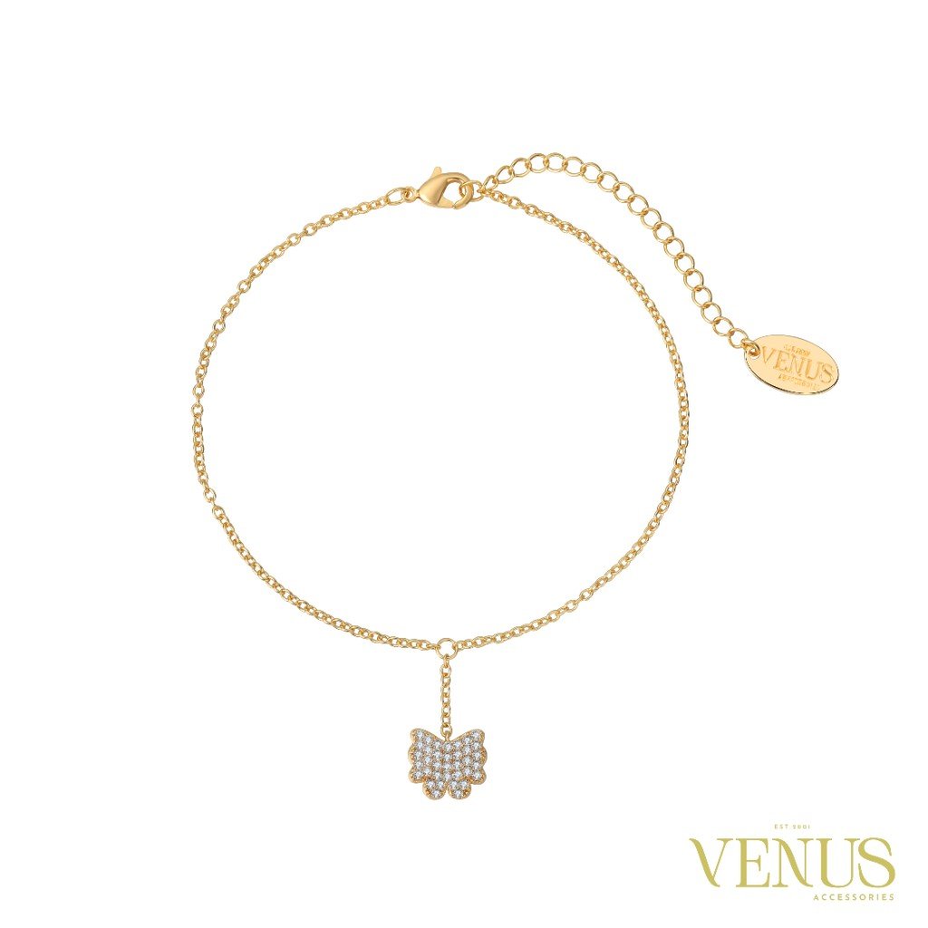 Butterfly Crystal Gold Anklet