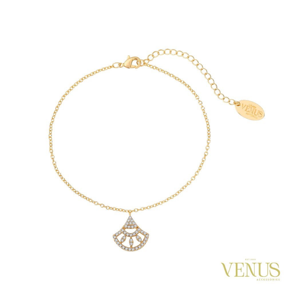 Fan Crystal Gold Anklet