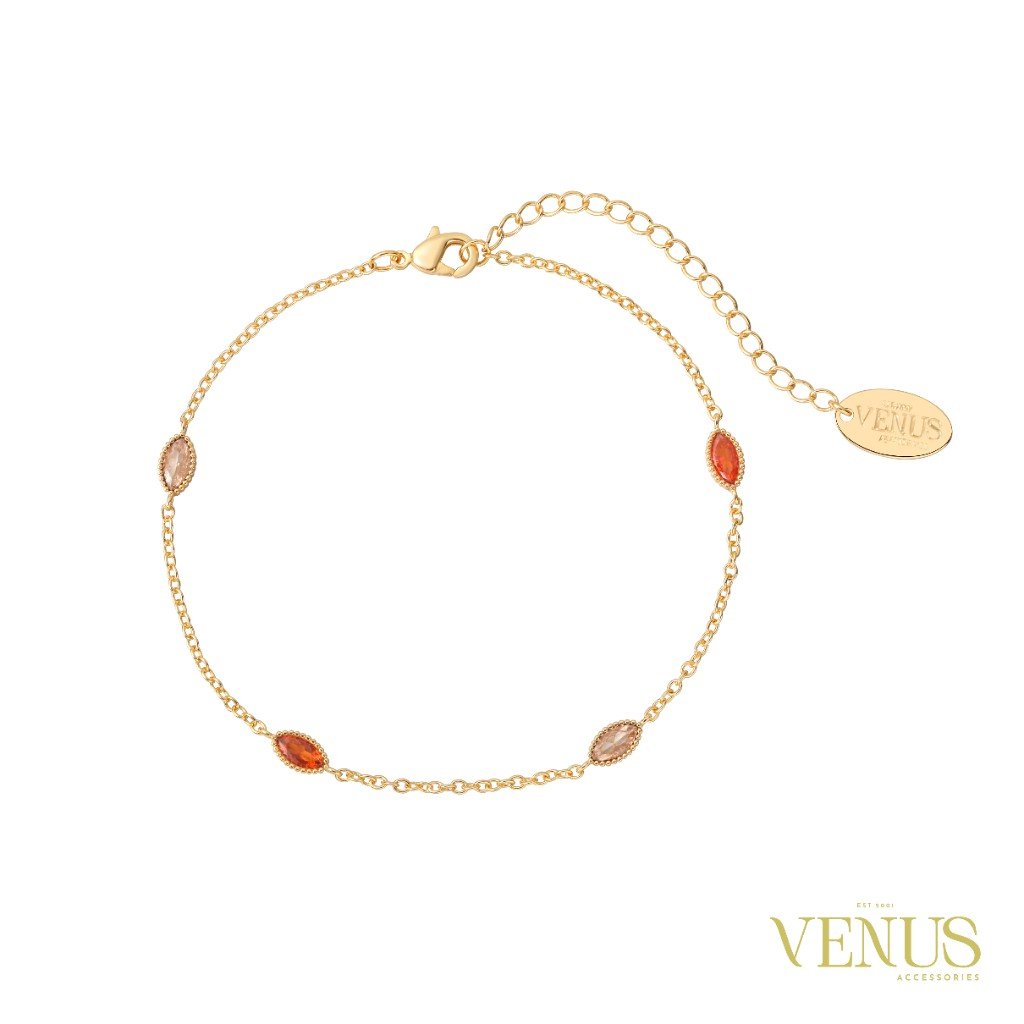 Double Heart Enamel Gold Anklet