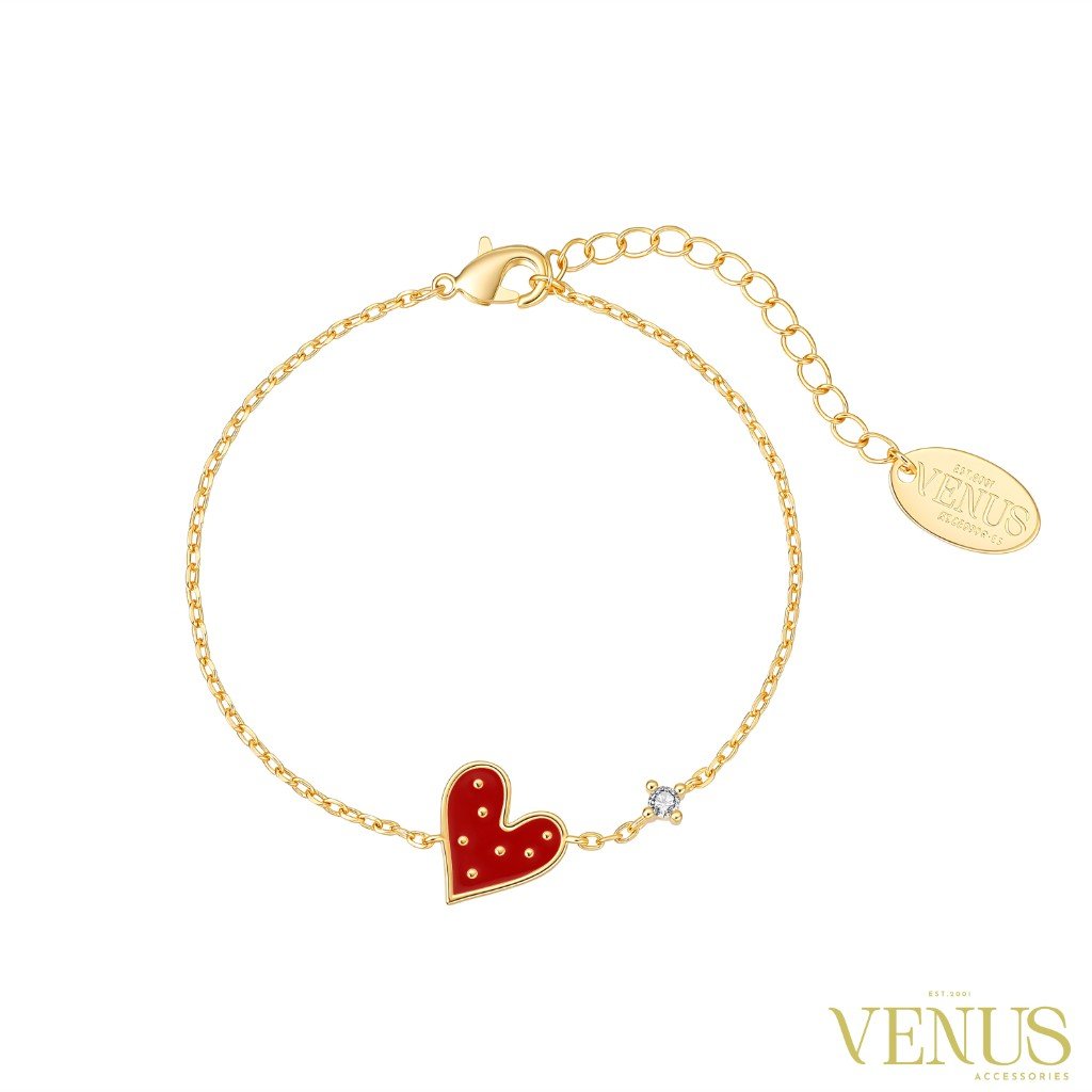 Red Heart Charm Gold Anklet