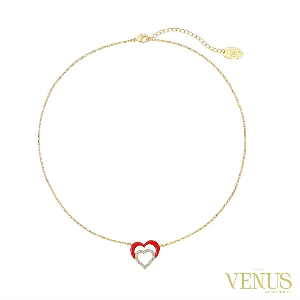 Red Heart Pearl Drop Gold Anklet