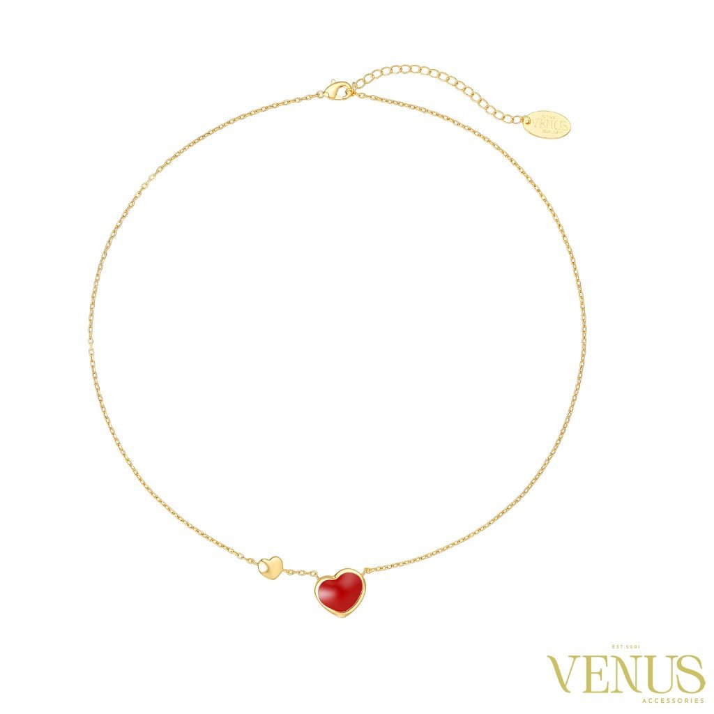 Red Enamel Heart Gold Anklet