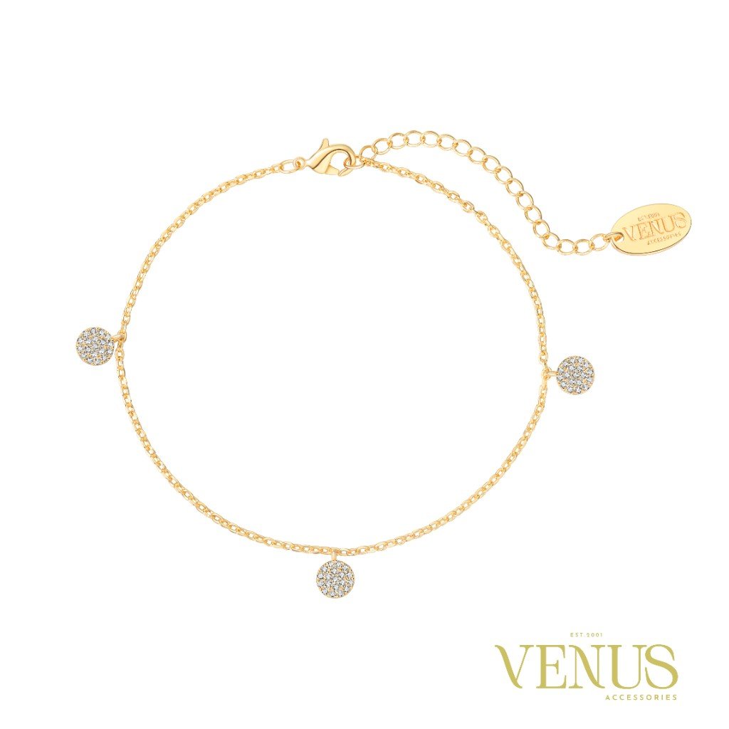 Triple Crystal Circle Gold Anklet