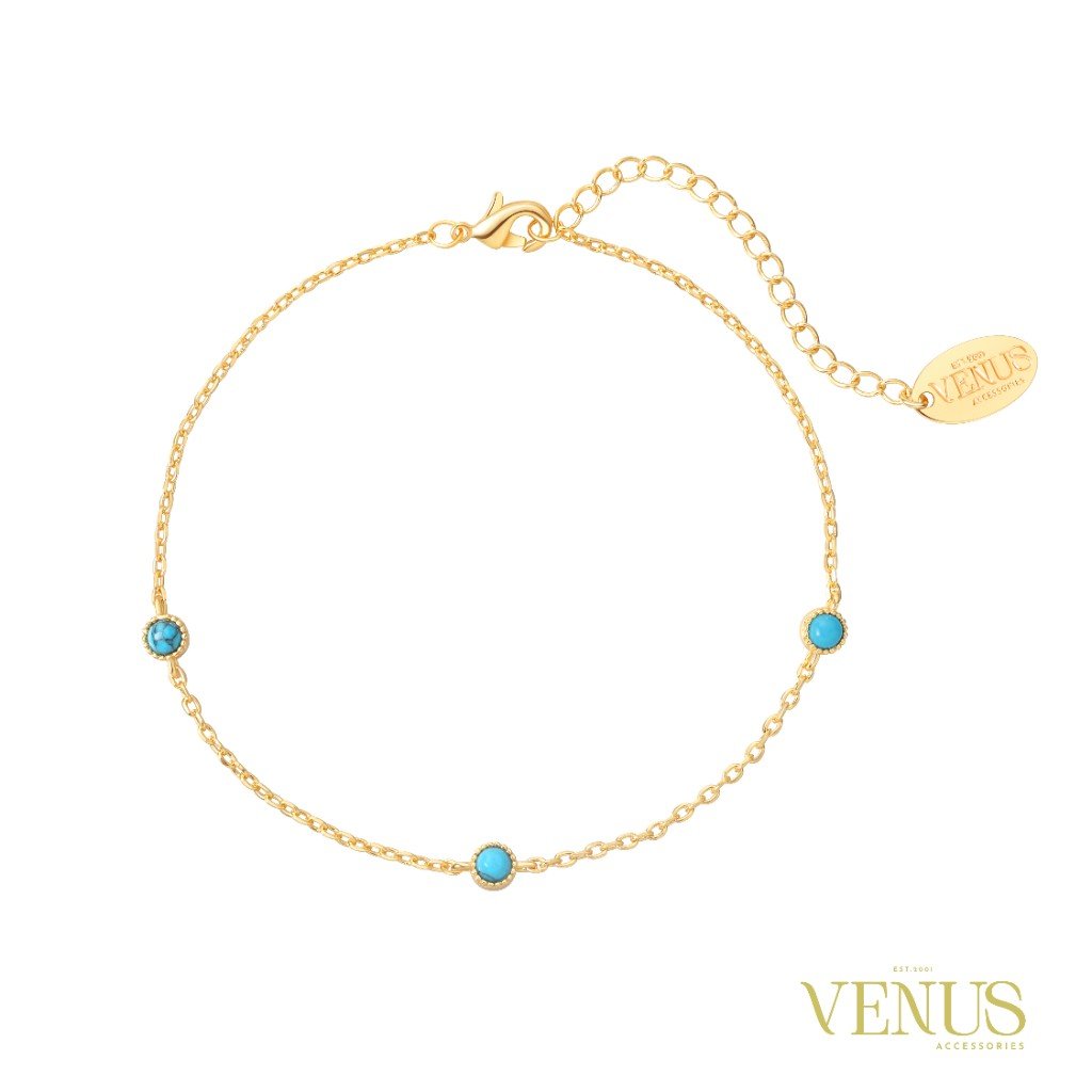Turquoise Bead Gold Anklet