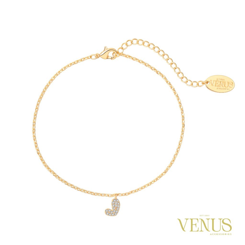 Initial J Crystal Gold Anklet