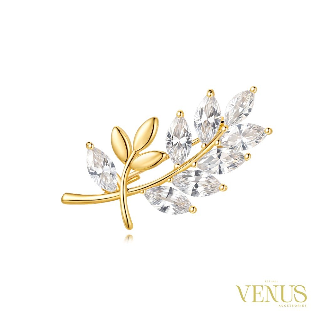 Crystal Branch Gold Brooch