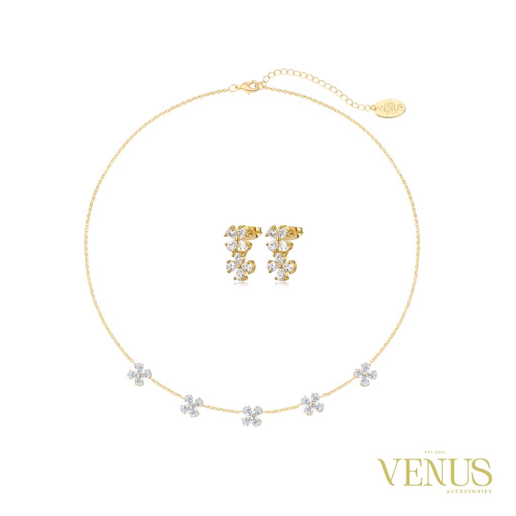 Clover Flower Gold Jewellery Set