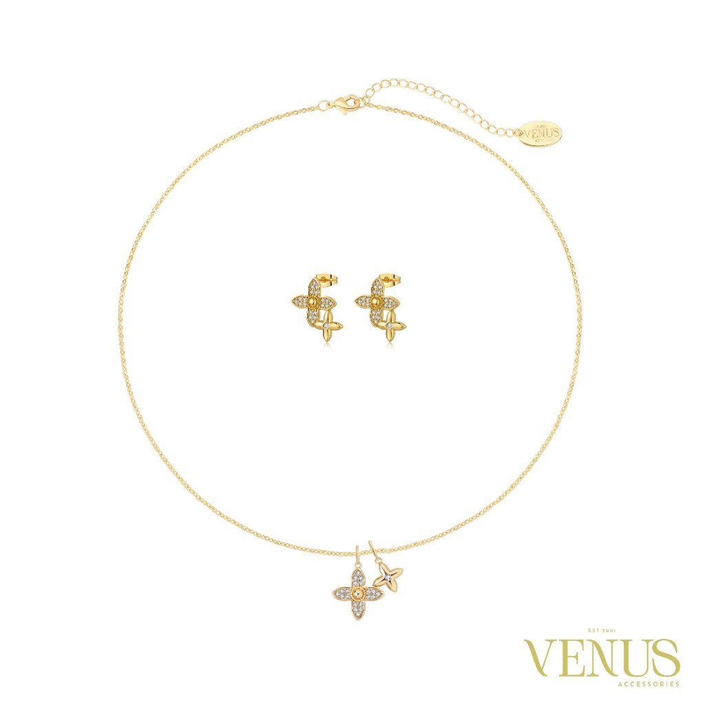 Dual Clover Gold Jewellery Set