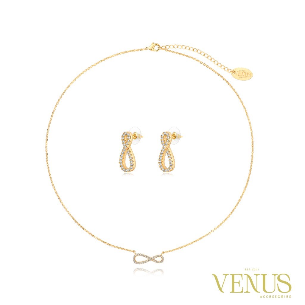 Infinity Crystal Gold Jewellery Set