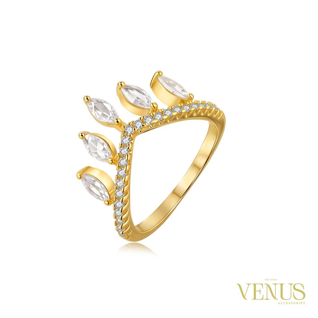 V-Shaped Crystal Halo Ring