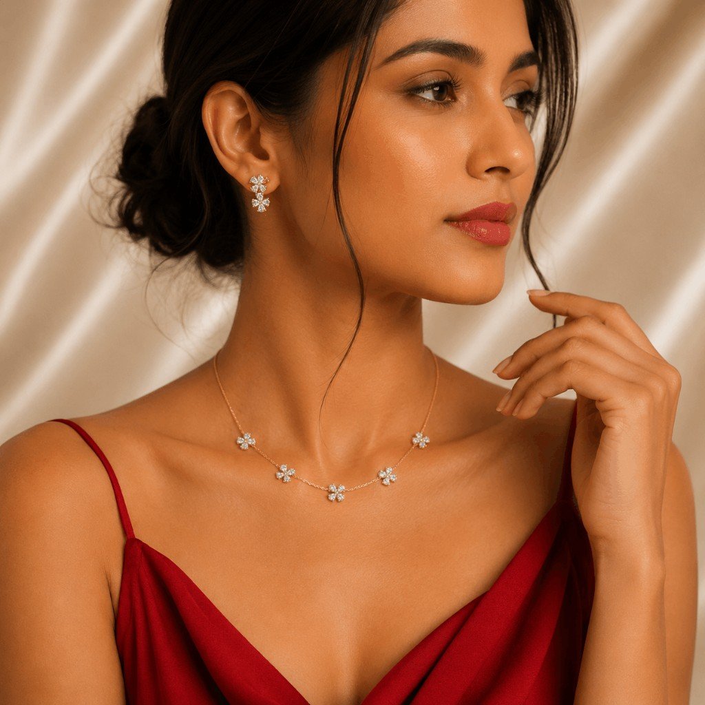 Clover Flower Gold Jewellery Set