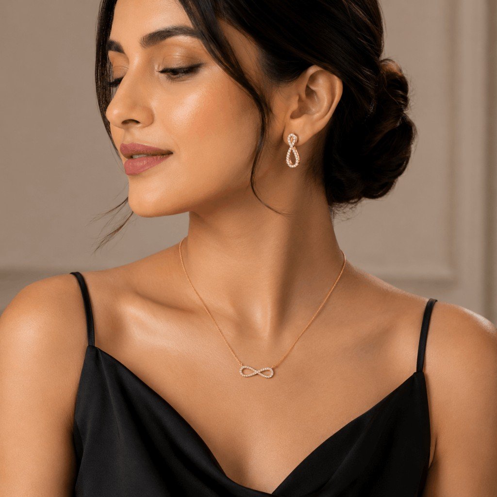 Infinity Crystal Gold Jewellery Set