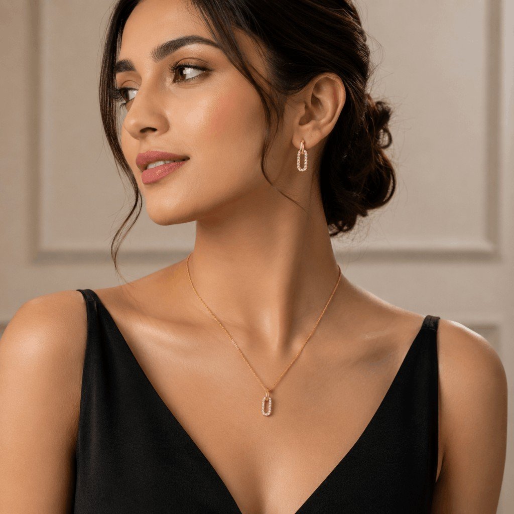 Oval Link Gold Jewellery Set