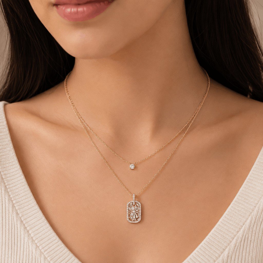 Crystal Layered Gold Necklace