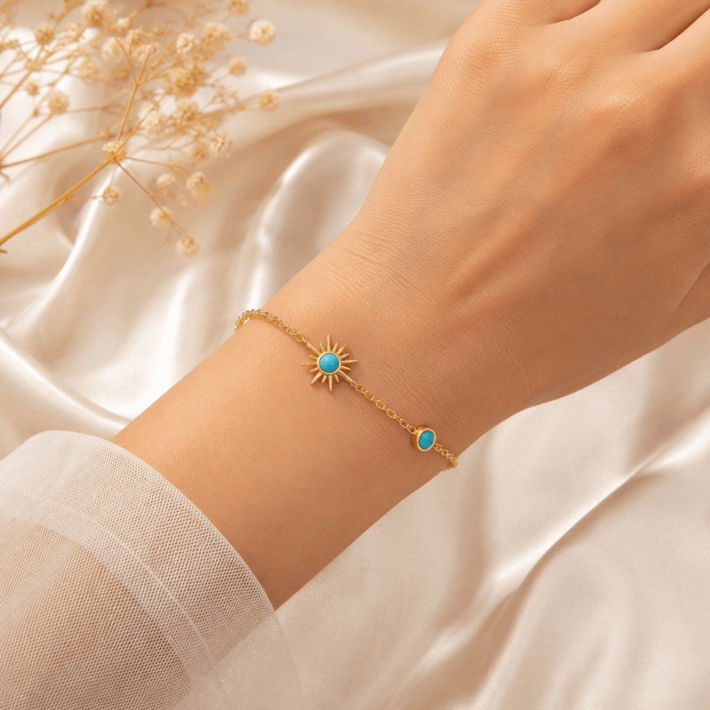 Sunburst Turquoise Gold Bracelet