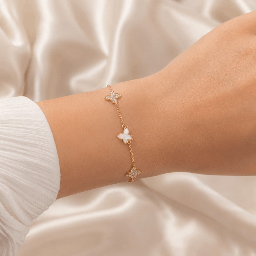 Butterfly Pearl Gold Bracelet