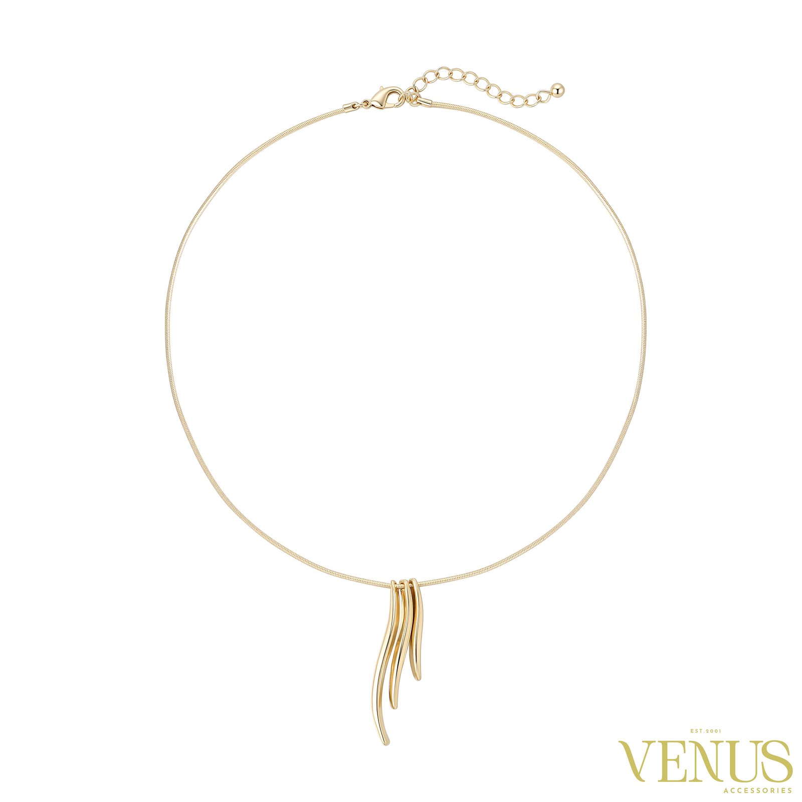 Feather Drop Gold Necklace