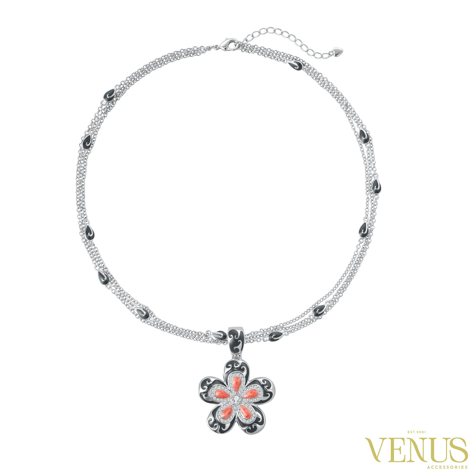 Floral Swarovski Enamel Necklace