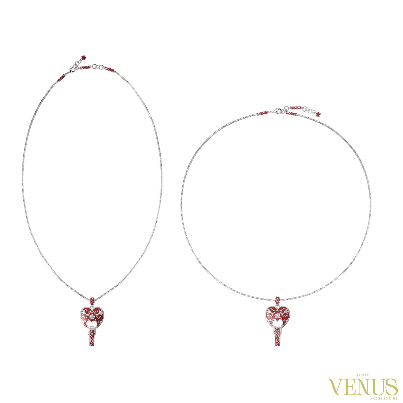 Red Enamel Crystal Long Necklace