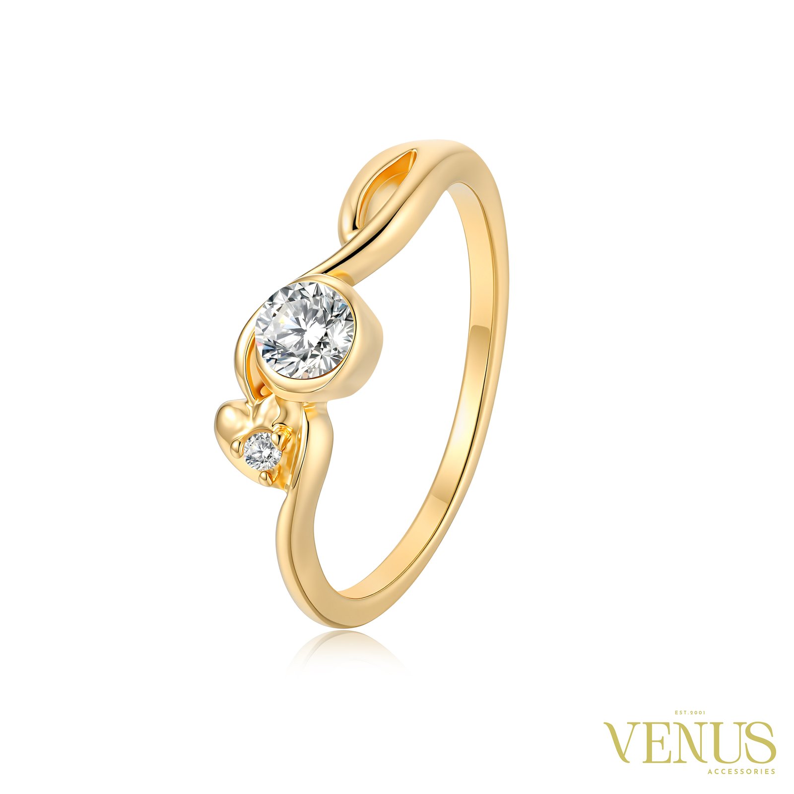 Gold Crystal Knot Ring