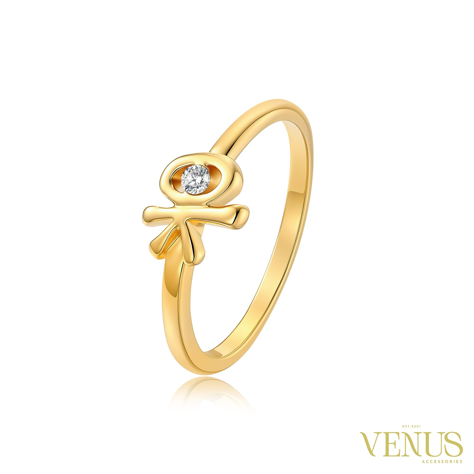 Bow Crystal Ring – Gold