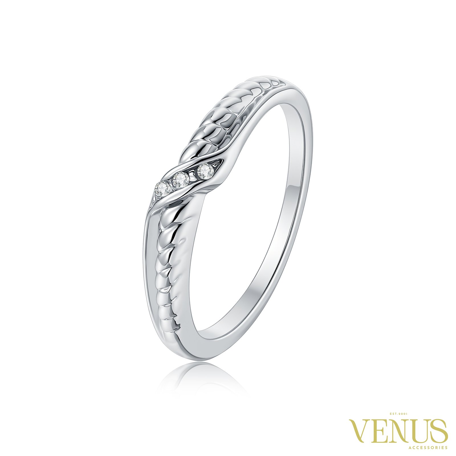 Leaf Pattern Crystal Ring