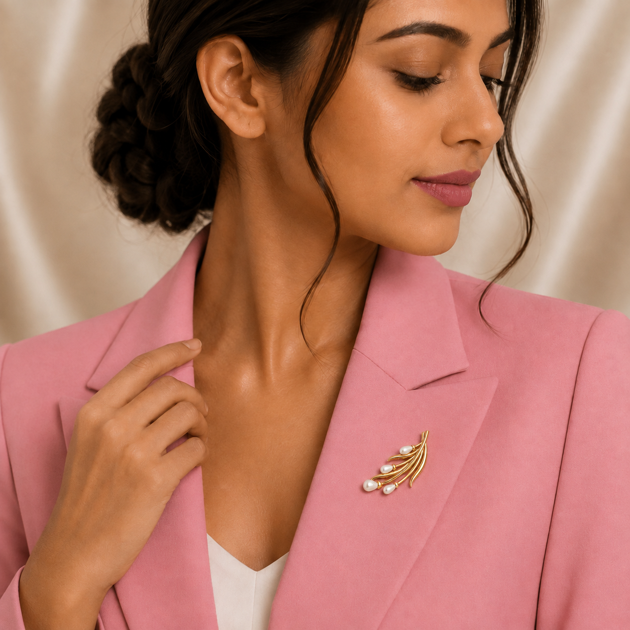 Pearl Bloom Gold Brooch