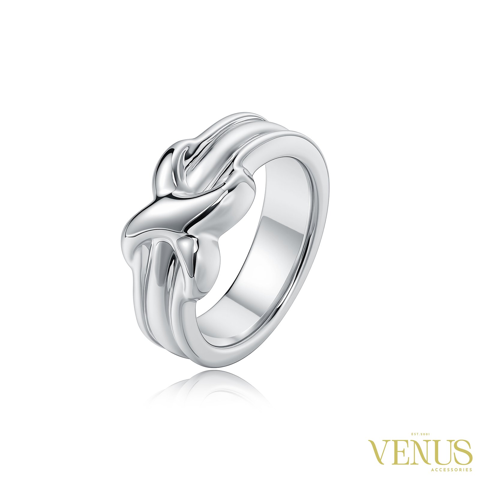Product Name * Twisted Loop Statement Ring – Silver