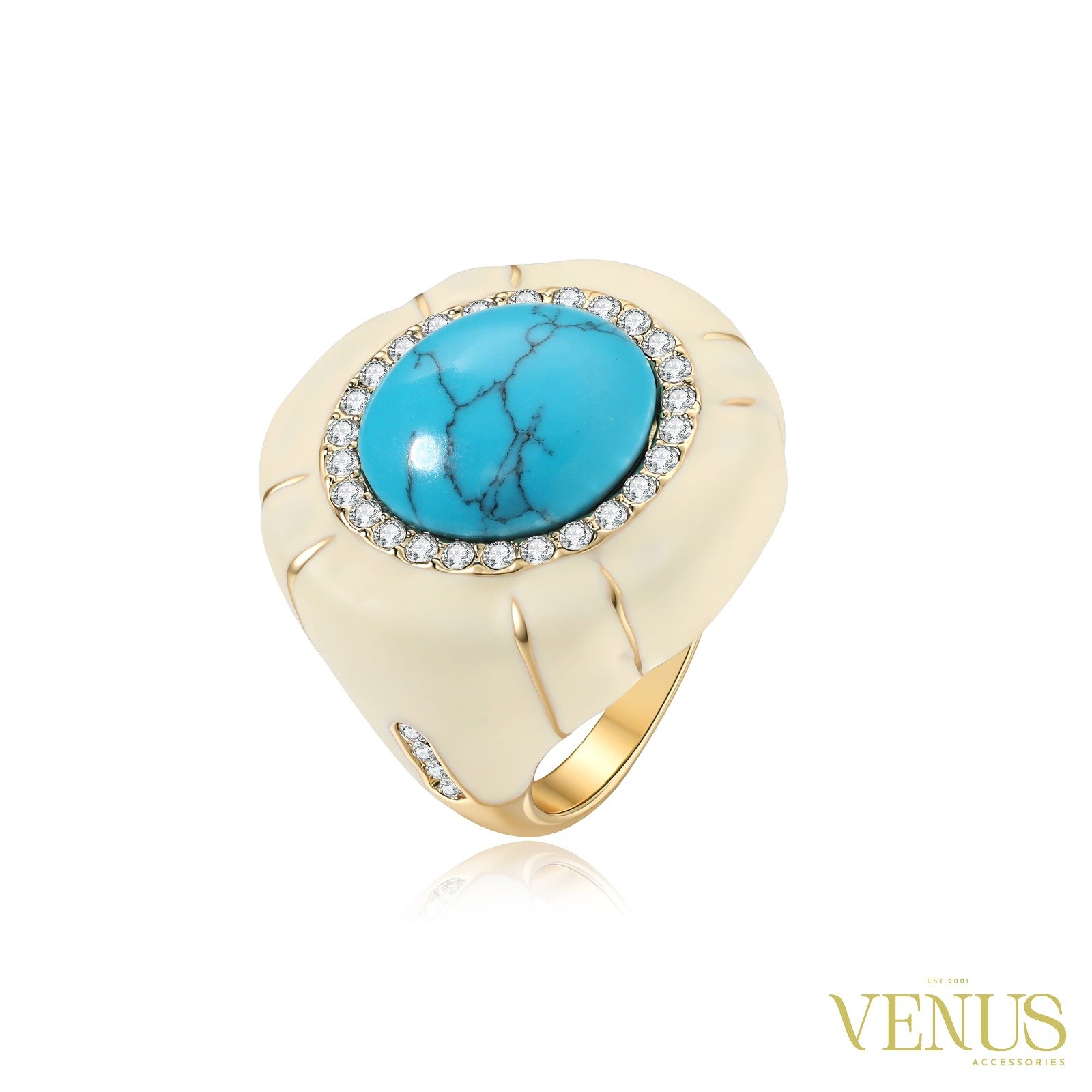 Turquoise Stone Enamel Ring