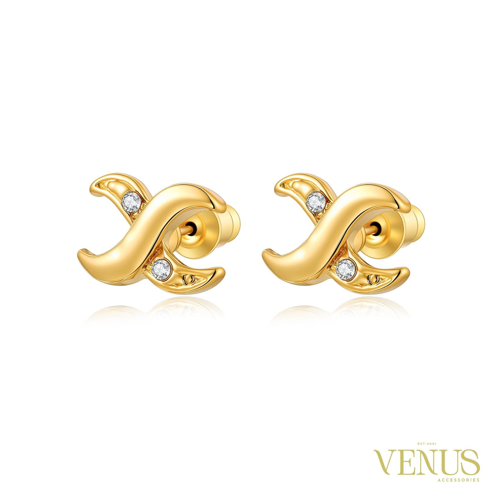 Swarovski Crystal Knot Earrings – Gold