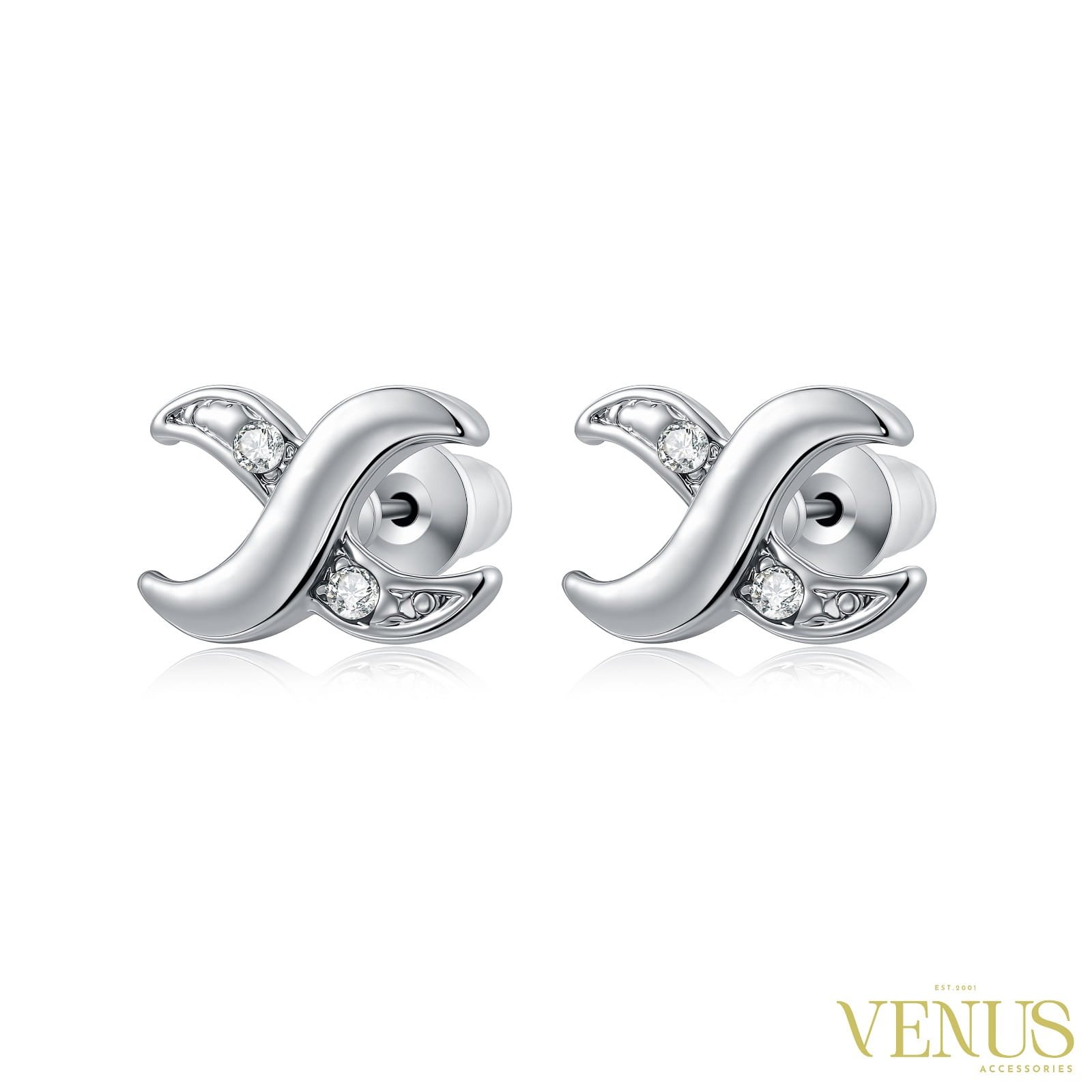Swarovski Crystal Knot Earrings – White Gold