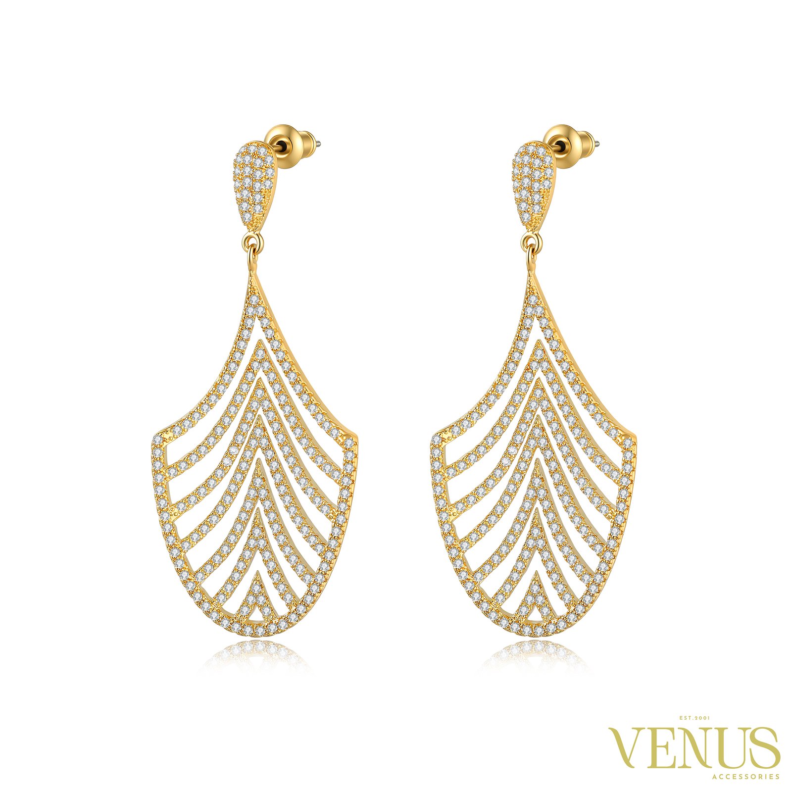 Cubic Zirconia Butterfly Earrings – Gold