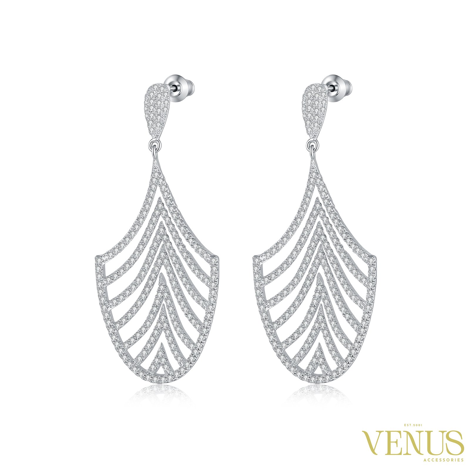 Cubic Zirconia Butterfly Earrings – White Gold