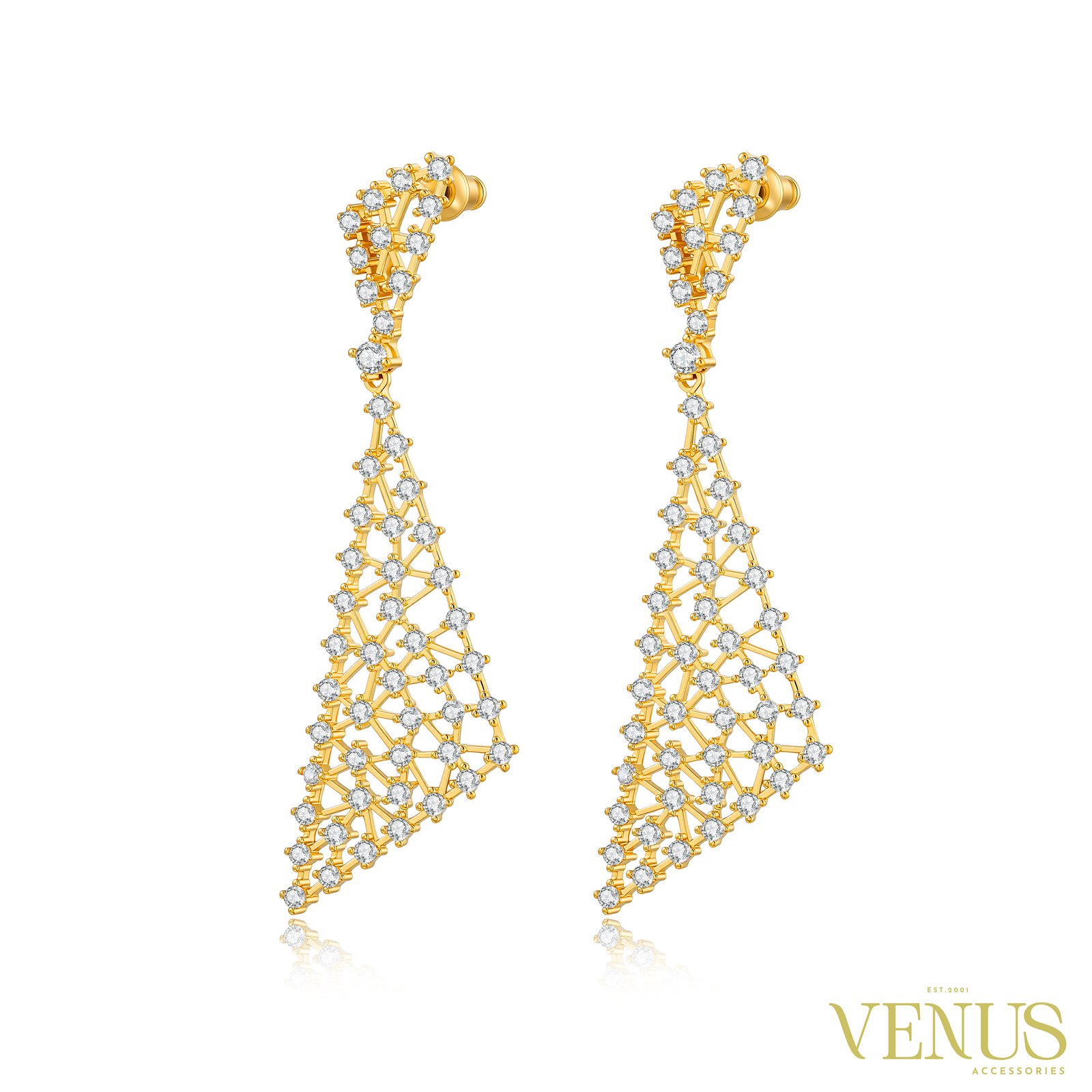 Cubic Zirconia Geometric Drop Earrings