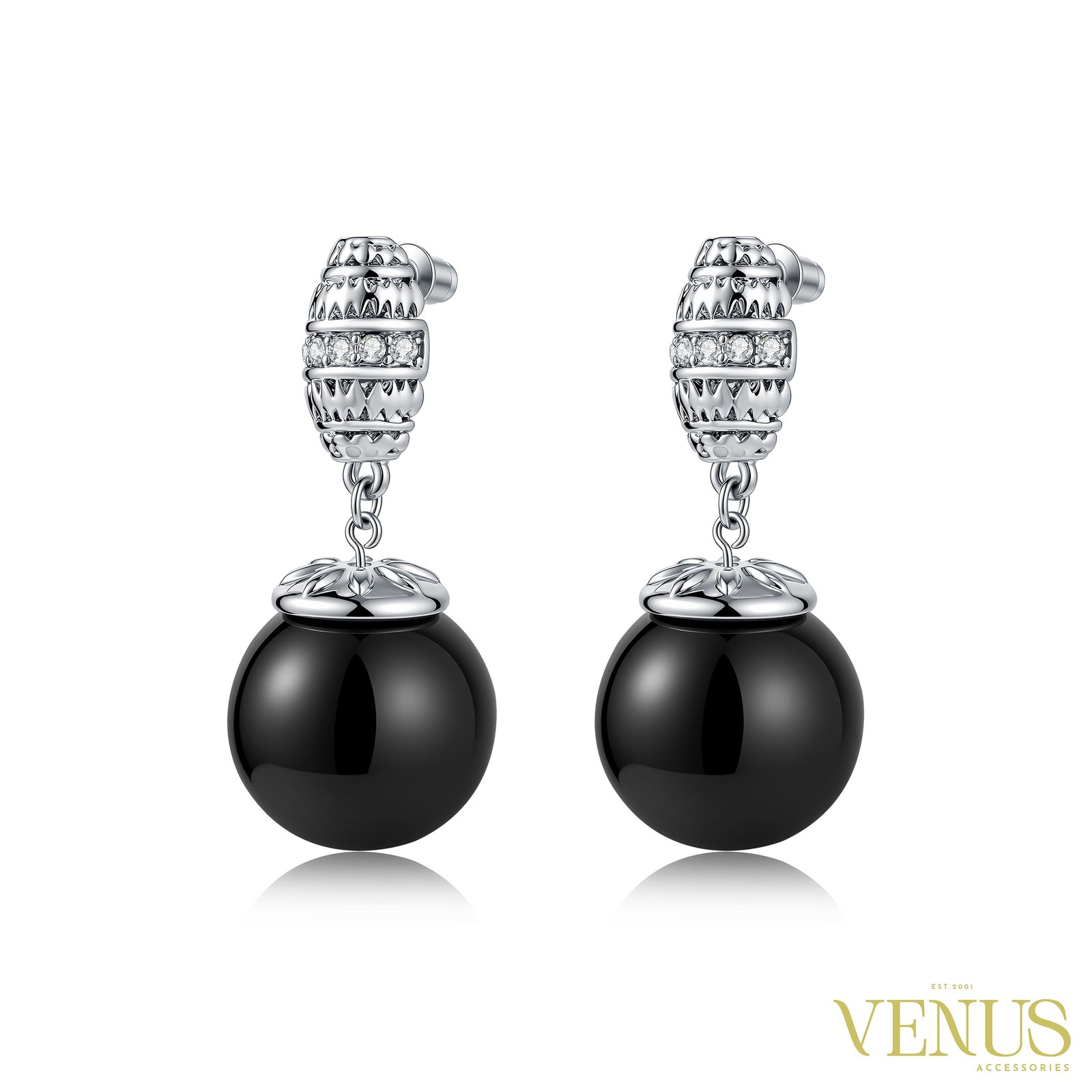 Beaded Drop Necklace & Earring Set – Black Thumbnail 3