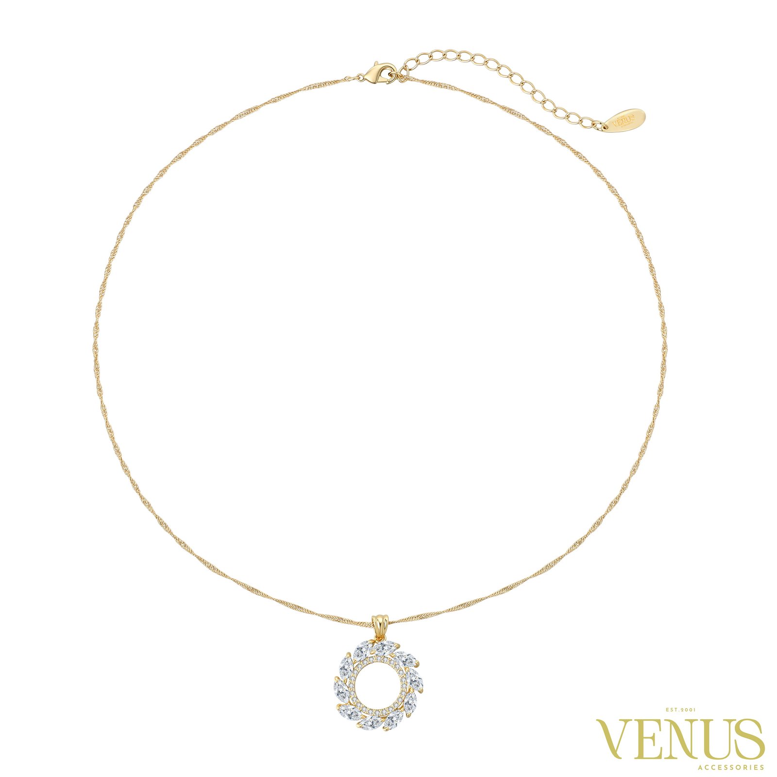 Floral Swarovski Necklace & Earring Set – Gold
