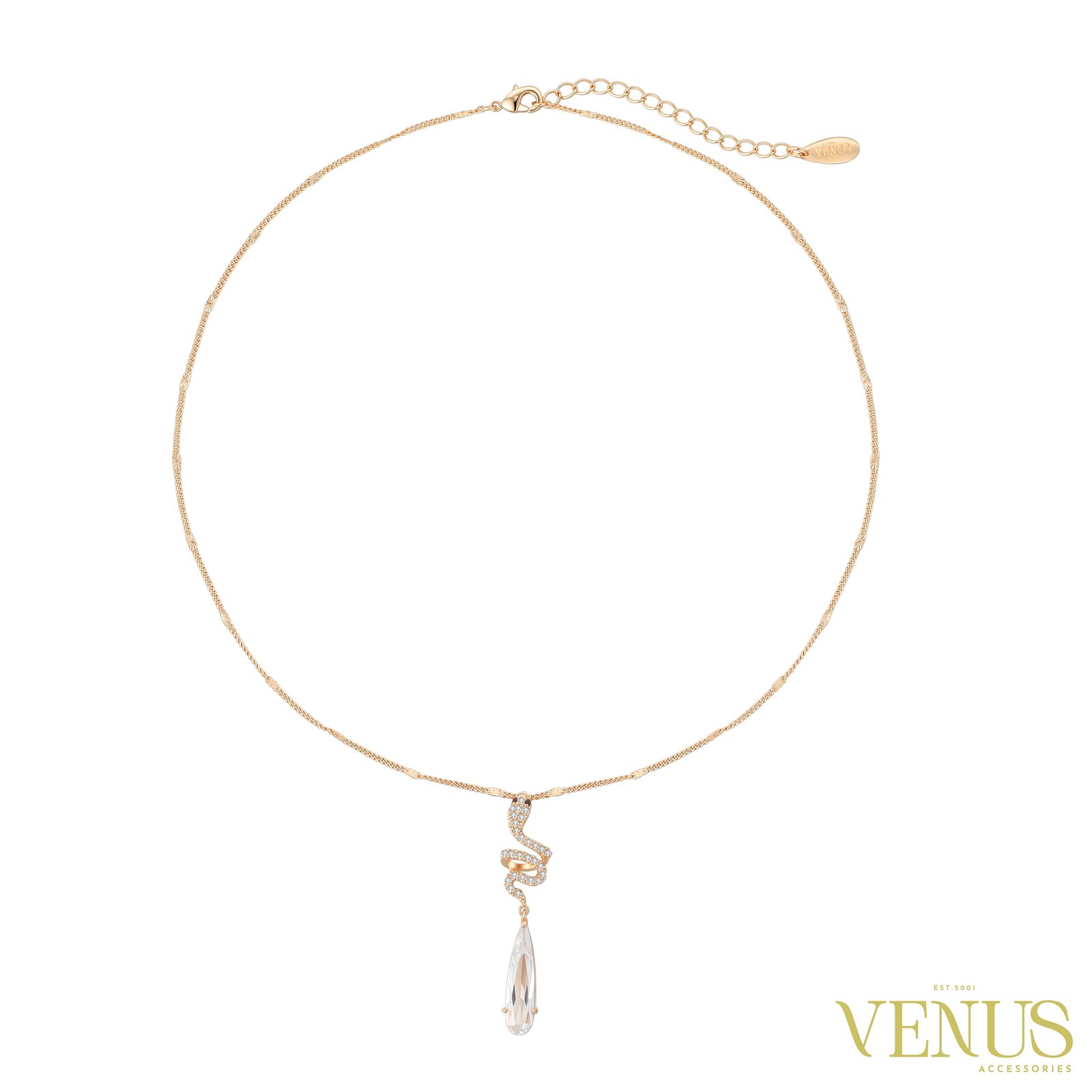 Swarovski Long Drop Necklace & Earring Set – Gold
