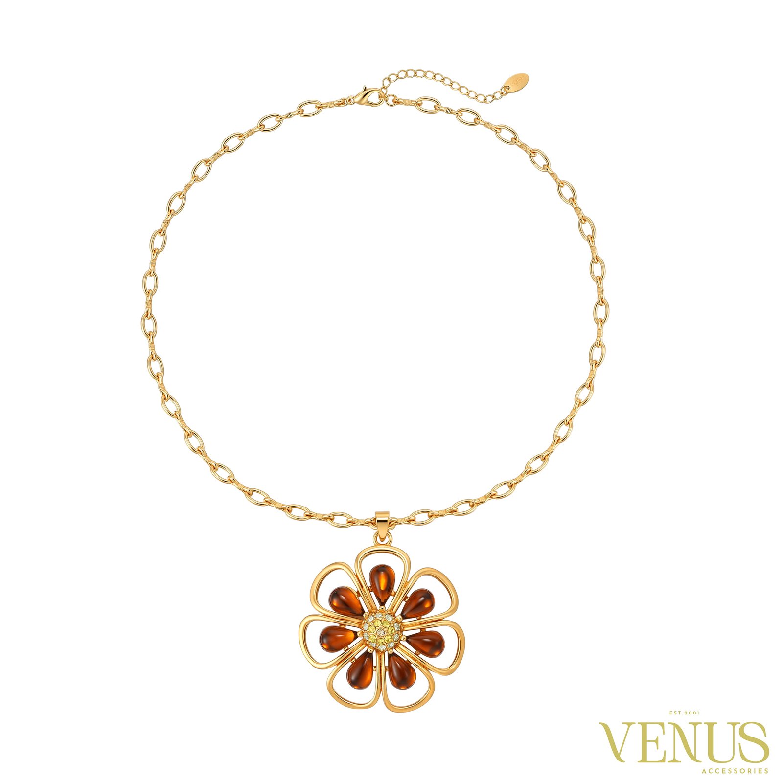Floral Crystal Statement Necklace & Earring Set