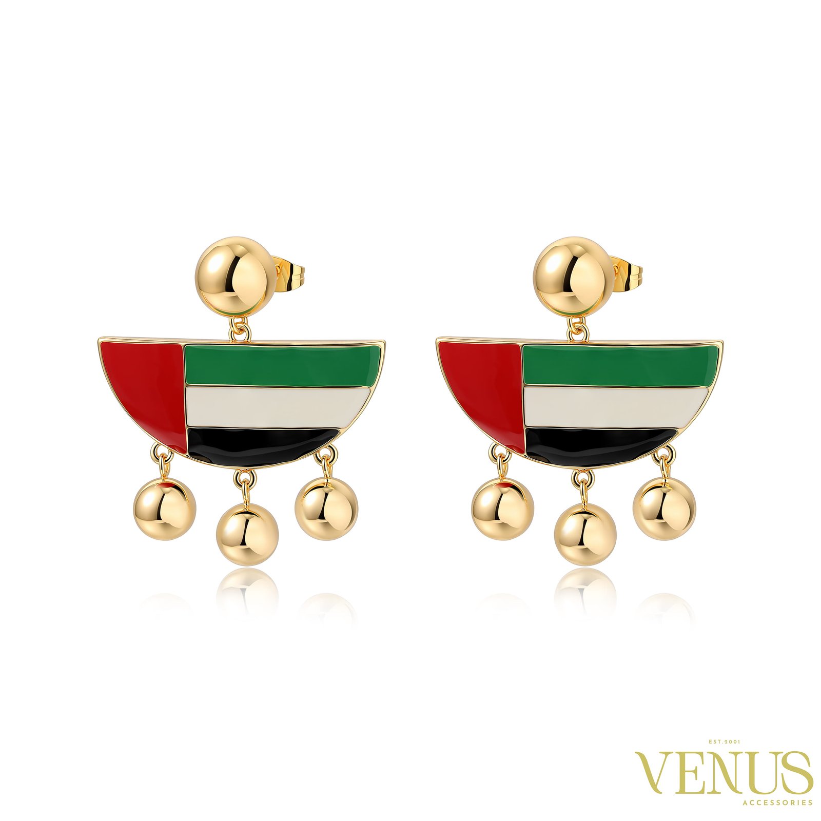 UAE Flag Enamel Earrings