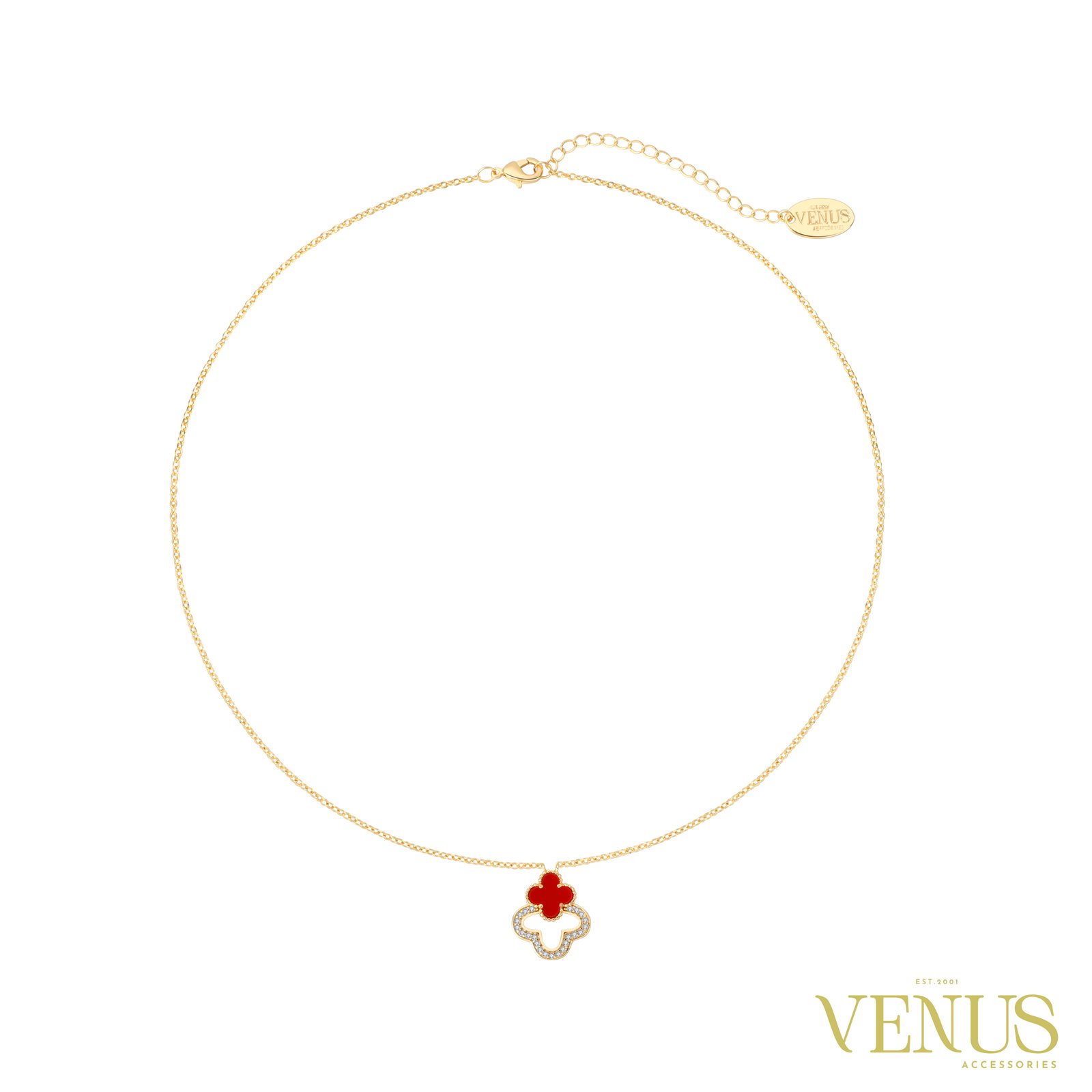 Red Clover Crystal Necklace