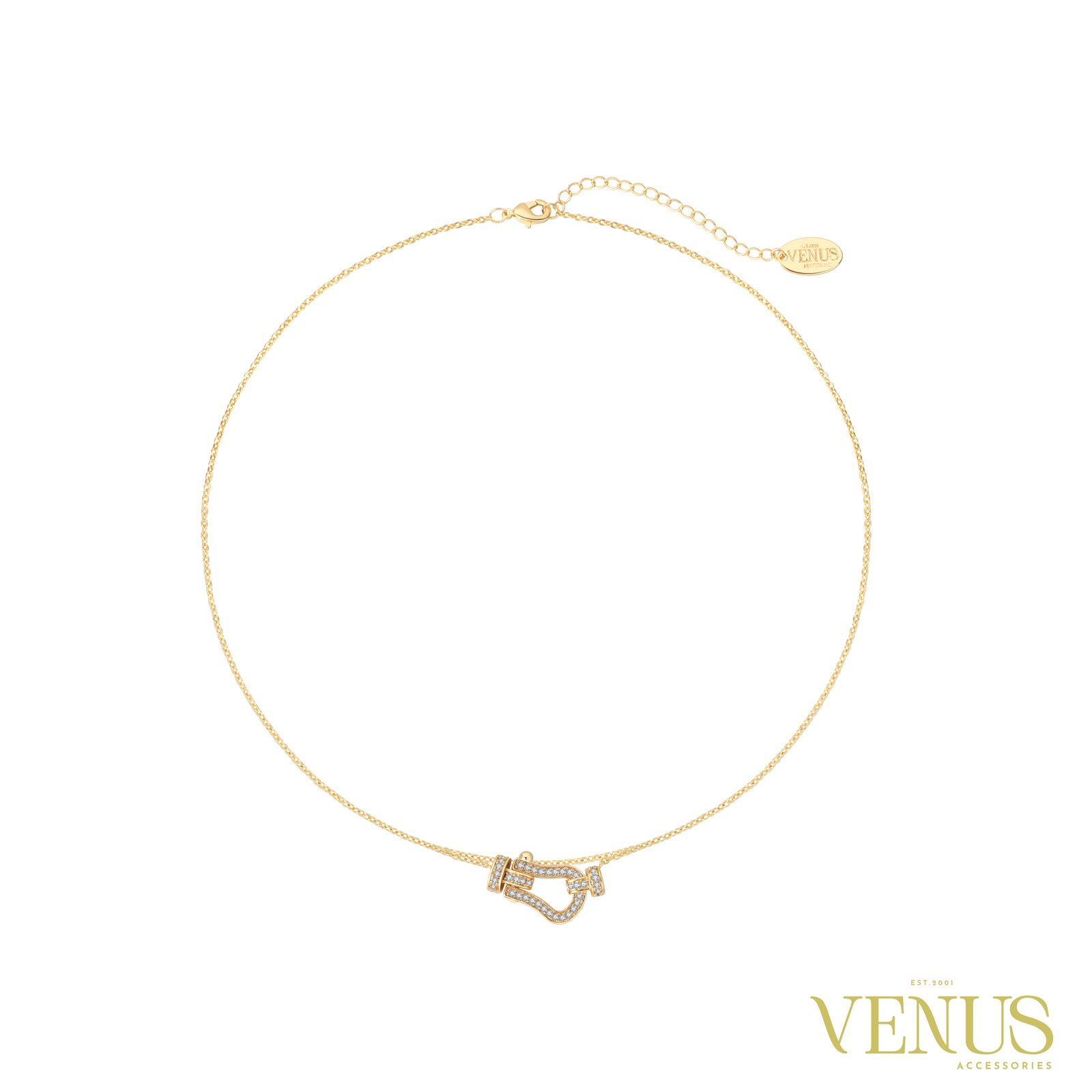 Crystal Stirrup Pendant Necklace