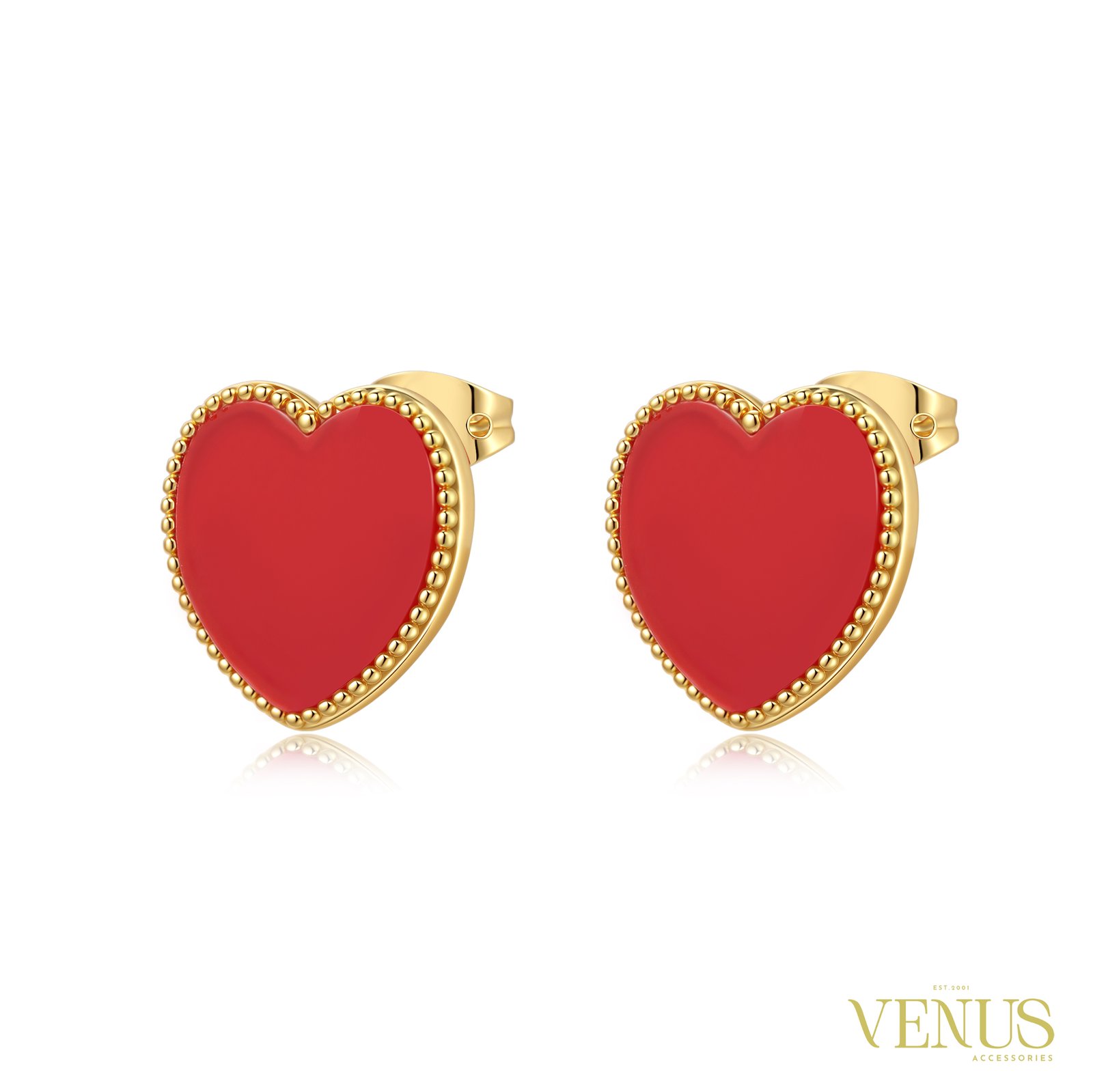 Red Heart Stud Earrings